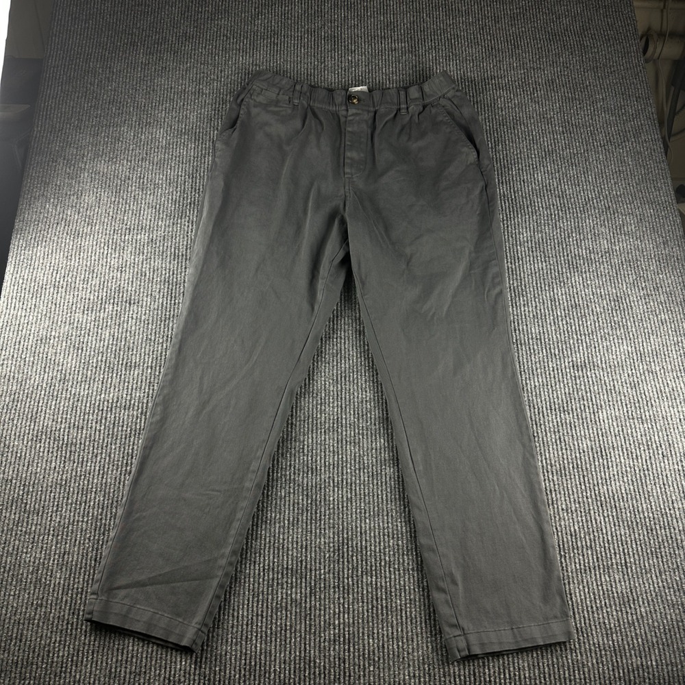 Cove USA Mens 34 Charcoal Gray Elastic Waist Cotton Stretch Chino Pants 2789